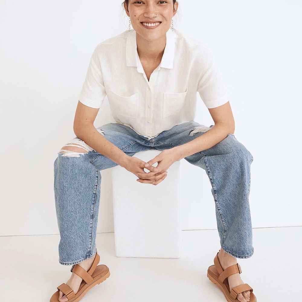 Madewell Breezewoven Beachside Shirttail Top Size S in Ivory - Picture 2 of 12
